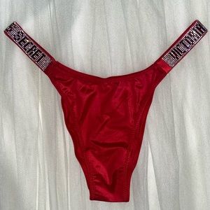 Victoria’s Secret Shine Strap Red Brazilian Panty - size small/medium
